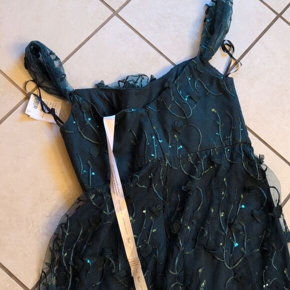 NWT Dessy Collection Birch 3D Sequin Embroidery Dress Evergreen Green size 16 - Picture 5 of 15